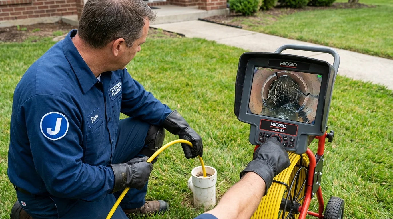 Sewer camera inspection being performed by Johns Plumbing LLC in New Kensington
